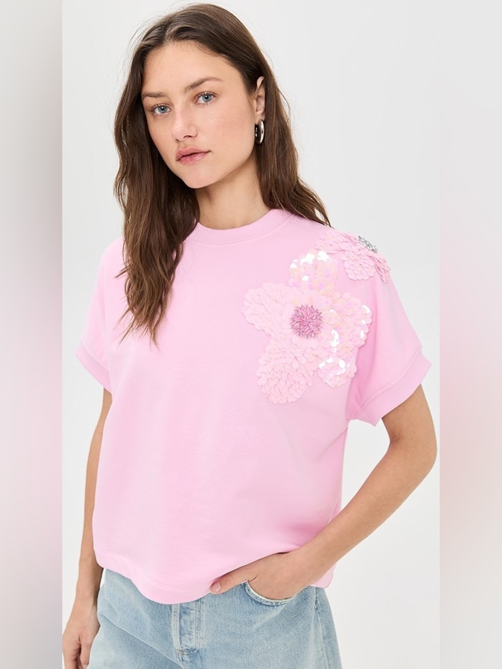ESSENTIEL ANTWERP Pure Pink Hinoui Embroidered Sweatshirt